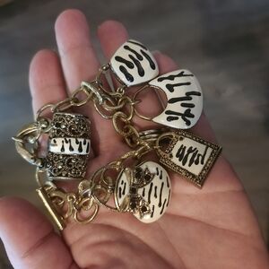 Gold and White Charm Purses Bracelet